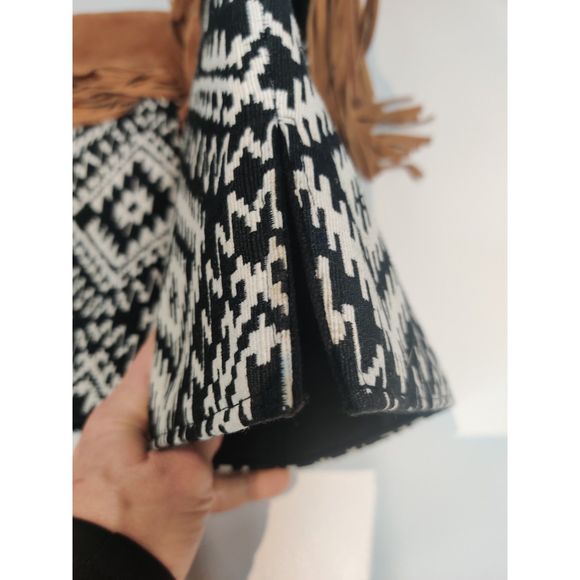 NWT Boot Rugs For Over The Boot Covers Black & White W Tan Suede Leather Fringe - Picture 11 of 14